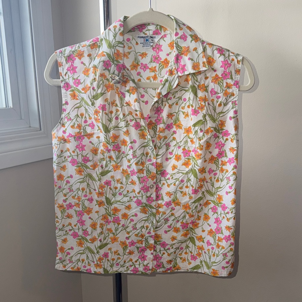 Vintage Floral Sleeveless Blouse